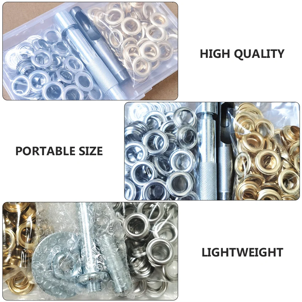 

Copper Grommets Kit Eyelets Curtain DIY Tools Punch Hole Set Metal Washers Sealing Pads Lightweight Storage Box