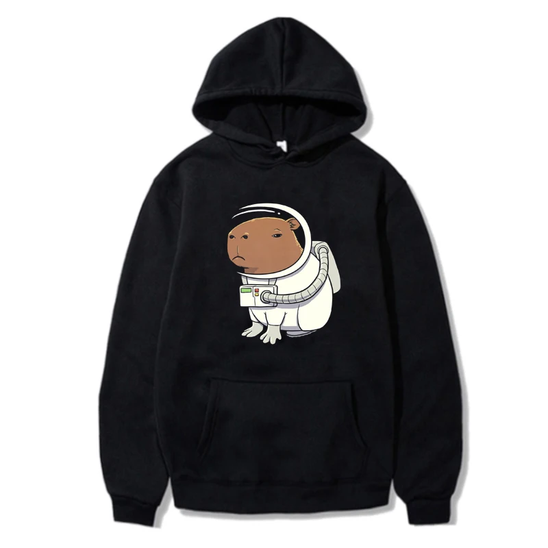 Capybara Astronaut Print Hoodies Kawaii Capybara Beach Ball Graphic Unisex Pullover Fashion Cartoon Pattern Man/Women Sweatshirt