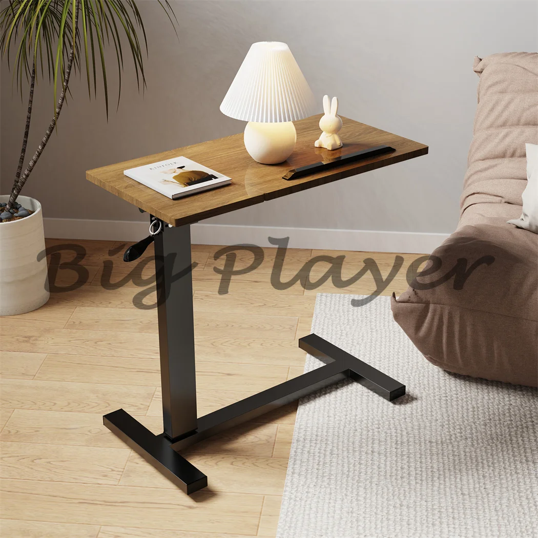 Height Adjustable Mobile Over Bed Bedside Laptop Desk with Hidden Wheels Rolling Sofa Side Table