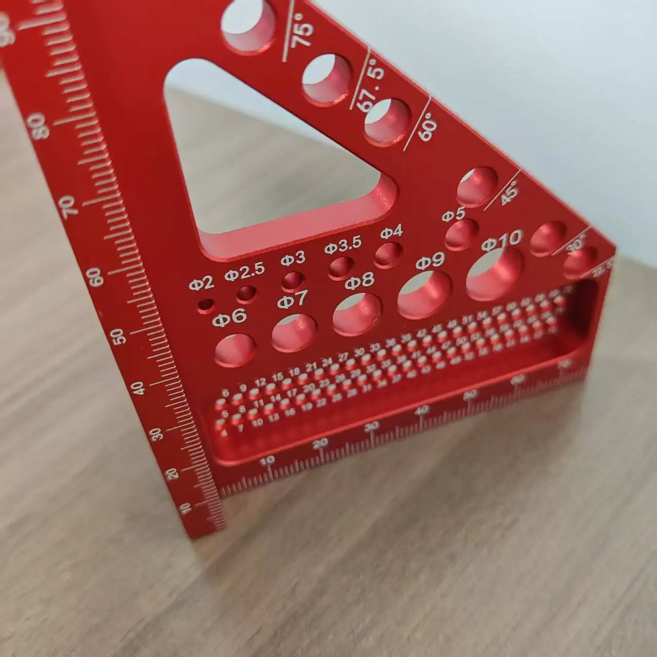 45/90 Degree Aluminum Woodworking Square Protractor, Miter Triangle Ruler Layout Measuring Tools, 3D Multi-Angle Measuring Ruler