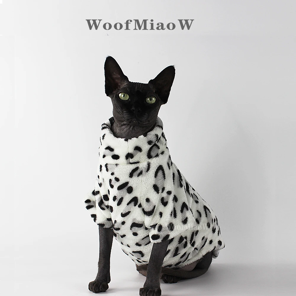 Cat Clothes leopard print Fashion Winter Soft Warm for Sphynx Cat Clothing Comfort Thickened Hairless Cat Kitten Outfits Clothes