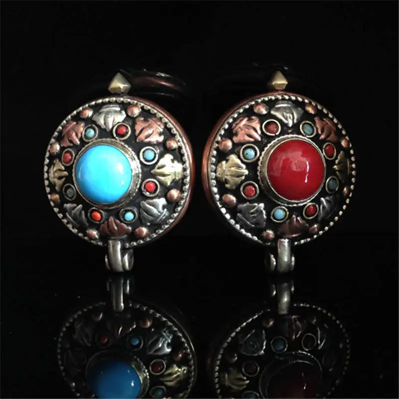 

Тибетская молитвенная коробка KALACHAKRA, амулет, розовая медная круглая подвеска TGB026