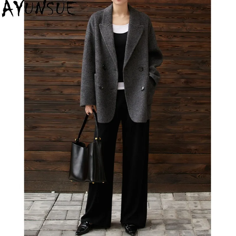 AYUNSUE Cashmere Coats for Woman Luxury Autumn Double-sided Wool Jackets for woman Stylish Commuting Jacket Woman Clothes ropa