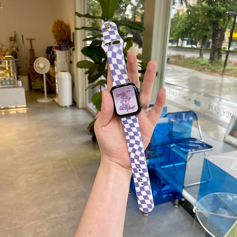 เกาหลี Checkerboard Lattice สำหรับ Apple นาฬิกา Series 7 41มม.45มม.44มม.40Mm Correa 38/แฟชั่น42มม.สำหรับ IWatch 6 SE 5