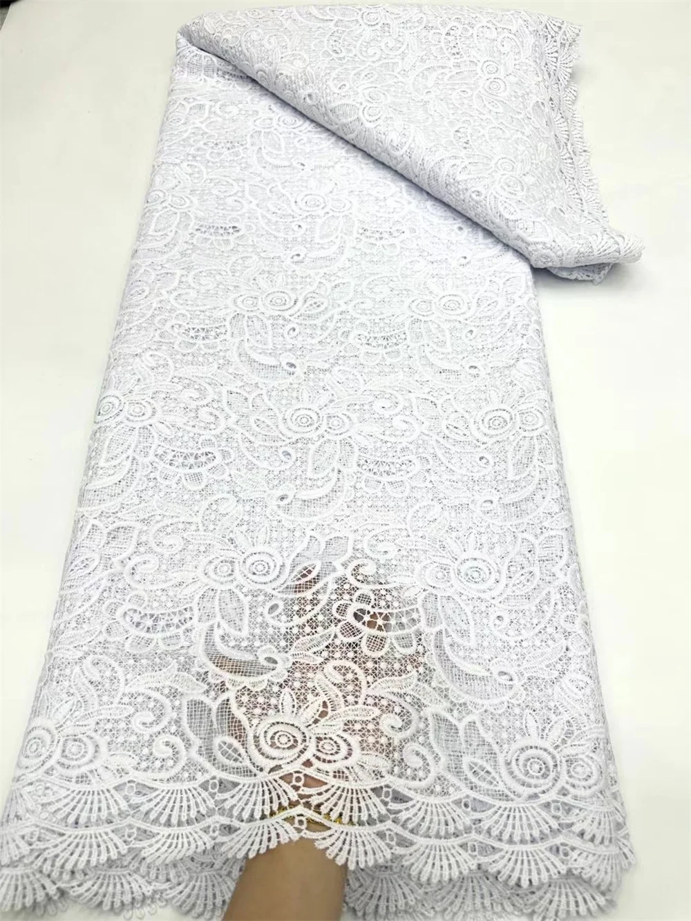 White African Lace Fabric 2024 Cord Lace Fabric 5 Yards High Quality Nigeria Lace Fabric African Lace Dresses For Woman N W115-1