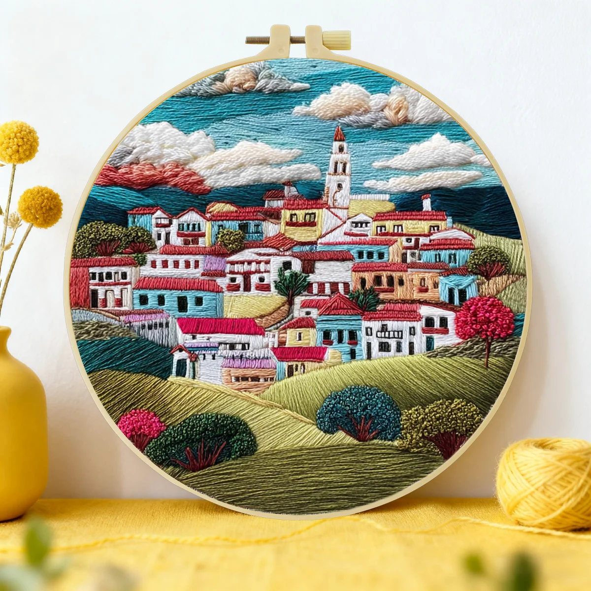 1 pièce 20x20CM/15x15CM 7.87/6.3 pouces Kit de broderie thé DIY pour débutants, Artisanat d'aiguille, Peinture
