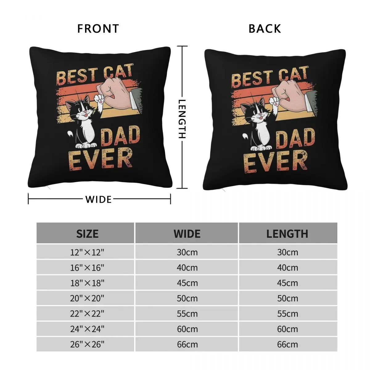Best Cat Dad Ever Cat Daddy Square Pillowcase Polyester Linen Velvet Creative Zip Decor Pillow Case Sofa Cushion Cover