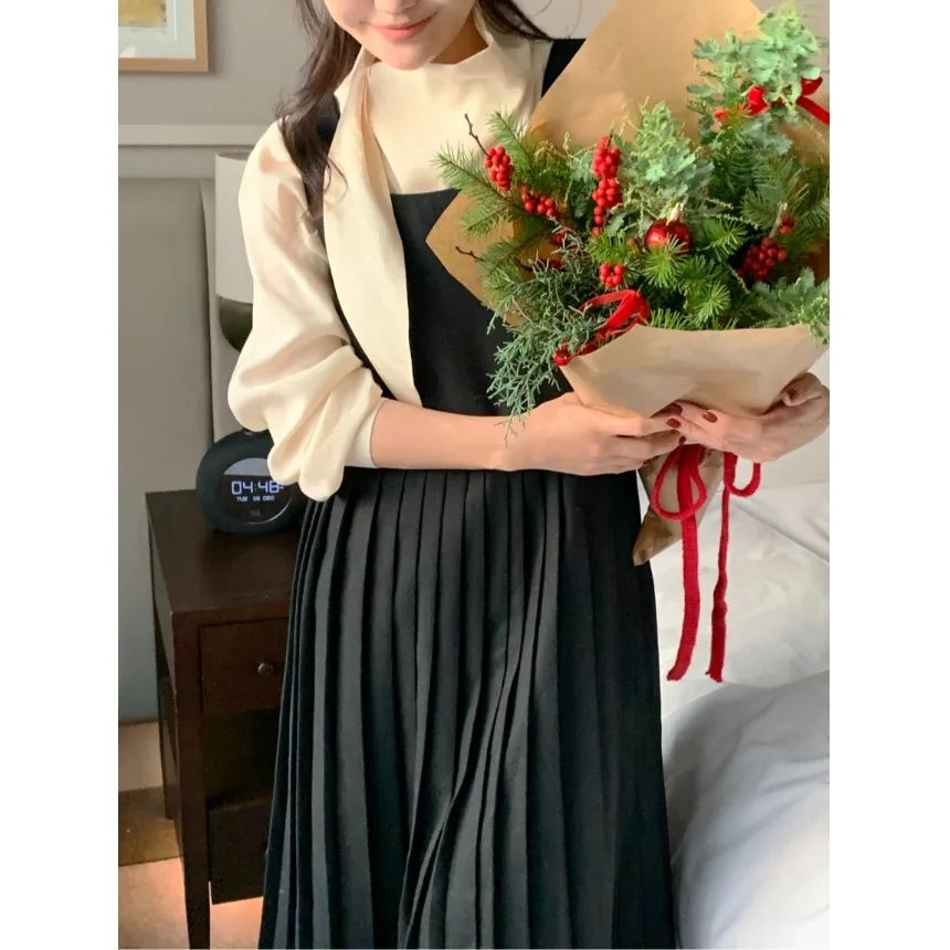 Ele Early Spring Long Sve dames irt met Sa Koreaanse Sle lente herfst winter casual faion innerlijke slijtage