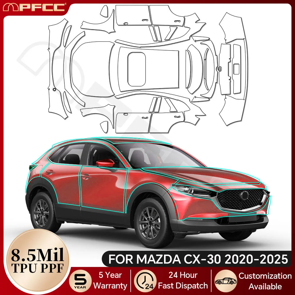 

For Mazda CX30 CX-30 2020-2025 TPU Anti-Scratch Paint Protection Film Car Body Pre-cut PPF Clear Kit Resistant Bra Invisible