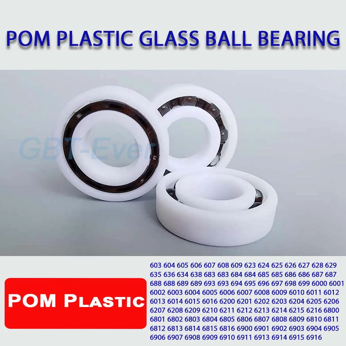 1Pcs POM Plastic Glass Ball Bearing Insulation 603 604 608 623 626 627 683 684 689 699 6000 6001 6006 6204 6200 6208 6806 6900