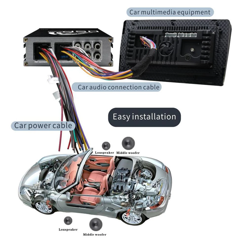 

4x50 Вт автомобильный цифровой аудиопроцессор DSP с поддержкой управления через приложение автомобильный усилитель DSP аудио цифровой звуковой процессор для автомобиля