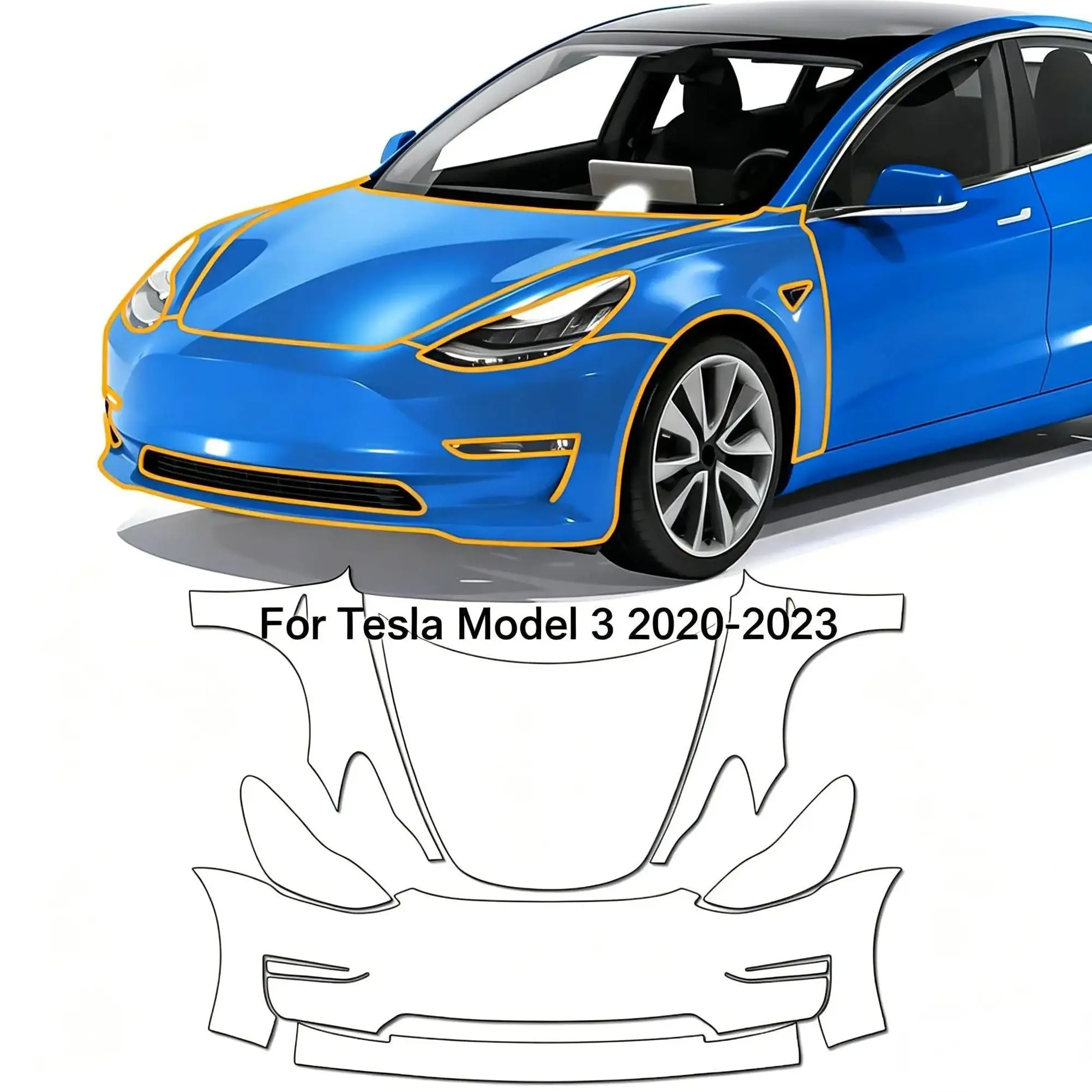 

For Tesla Model 3 2020-2023 Front Hood Matte Clear Bra Pre-cut PPF TPU Paint Protection Film Self-Healing Anti-Scratch Resistant