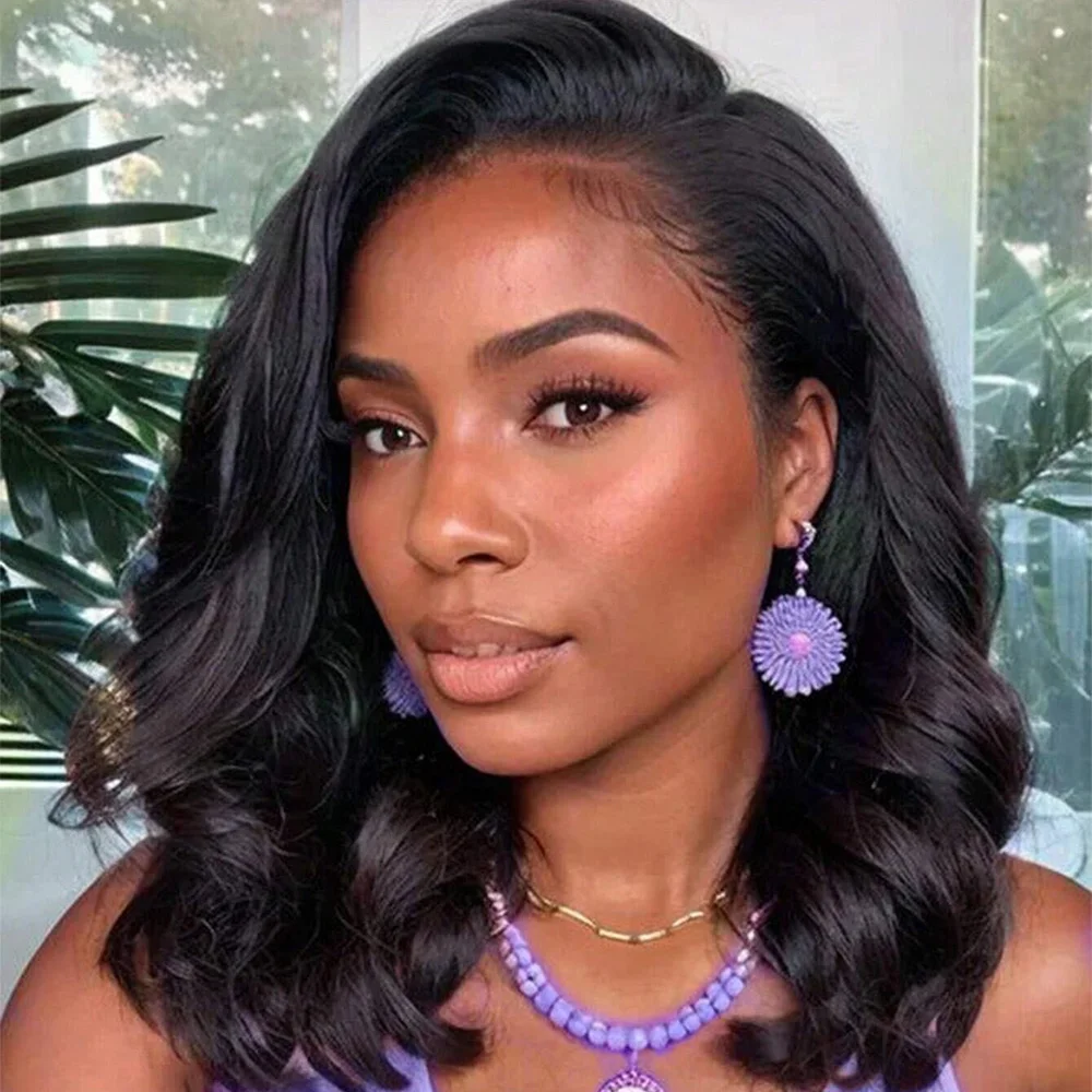 Body Hairstyle Side Part Bob Wig Human Hair Short Bob Wig Side Part Bouncy Full Lace Front Wig Pre pluck Bleach Knots for Women