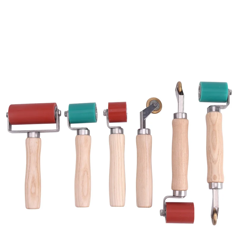 Hand Push Silicone Pressure Roller, Leather Adhesive Laminating & Edge‑Seam Press Tool for Shoe and Bag Making