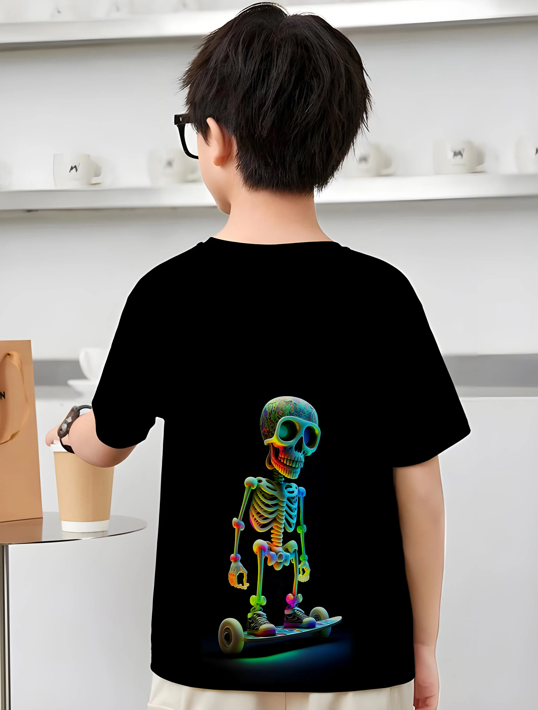 Camicetta per bambini Zombie Skeleton abbigliamento abbigliamento per ragazzo da 8 a 10 anni magliette maschili per ragazzi magliette T-shirt per