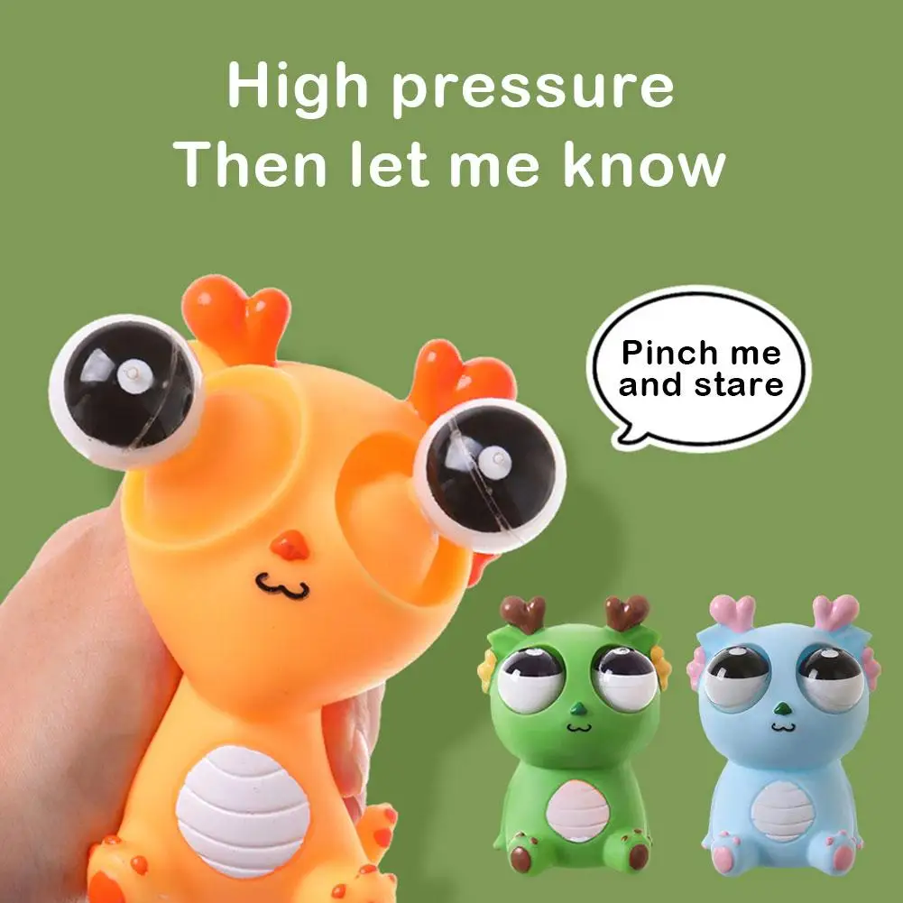 Juguetes de dibujos animados de Dragon Squeeze para niños y adultos, juguetes para aliviar el estrés con ojos descubiertos, terapia sensorial, 3 piezas