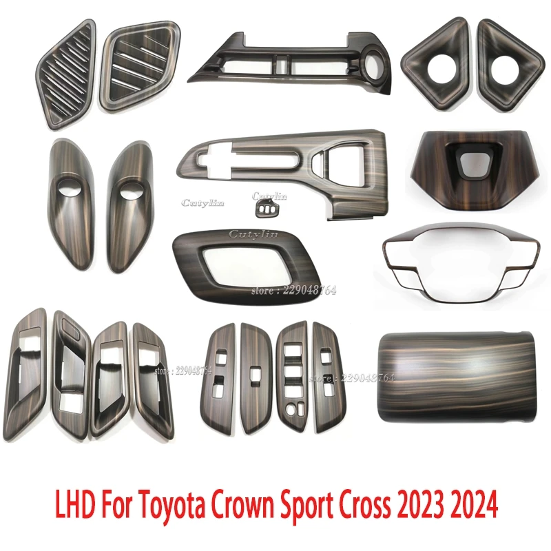 Accesorios de Madera de Melocotón para Toyota Crown Crossover Sport Cross 2023 2024, Panel de Cambio de Marchas, Panel de Elevación de Ventanas, Panel de Puerta