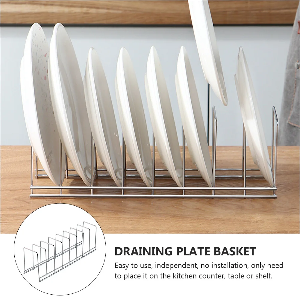 

1pc Simple Dish Drying Rack Kitchen Storage Rack With Heavy Duty Plate Basket Draining Bowl Organizer Multifunctional Pan