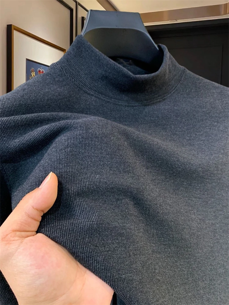 

Мужская двусторонняя футболка из немецкого бархата премиум-класса с высоким воротником, теплая, толстая, повседневная, с принтованным дизайном