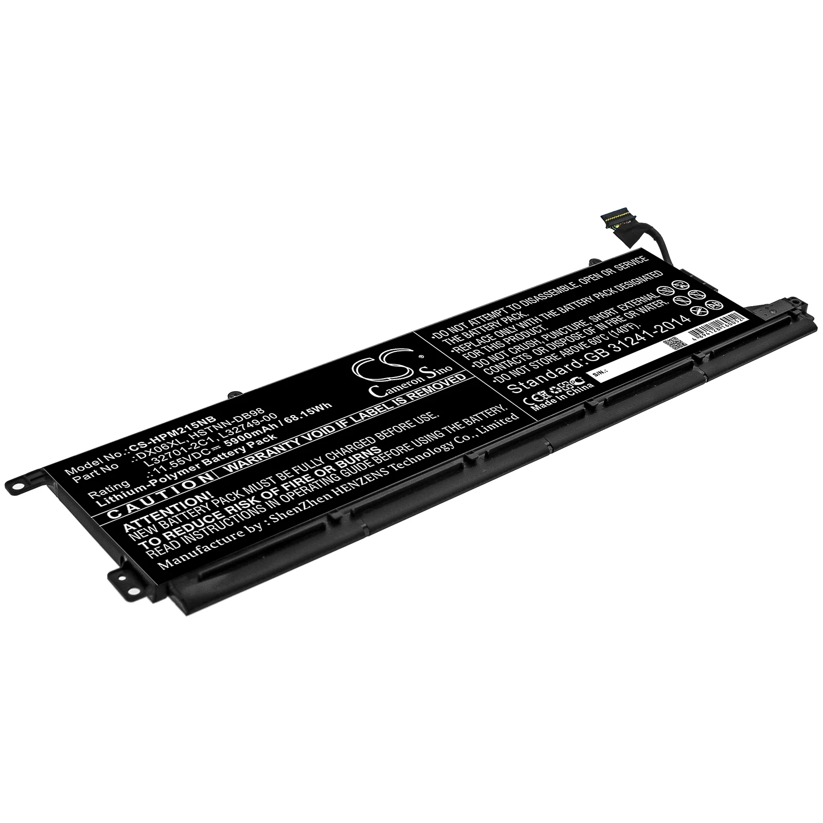 

CS 5900mAh/68.15Wh battery for HP Omen X 2S 15-DG0003NC,Omen X 2S 15-DG0075CL,HSTNN-DB98,L32701-2C1,L32749-00