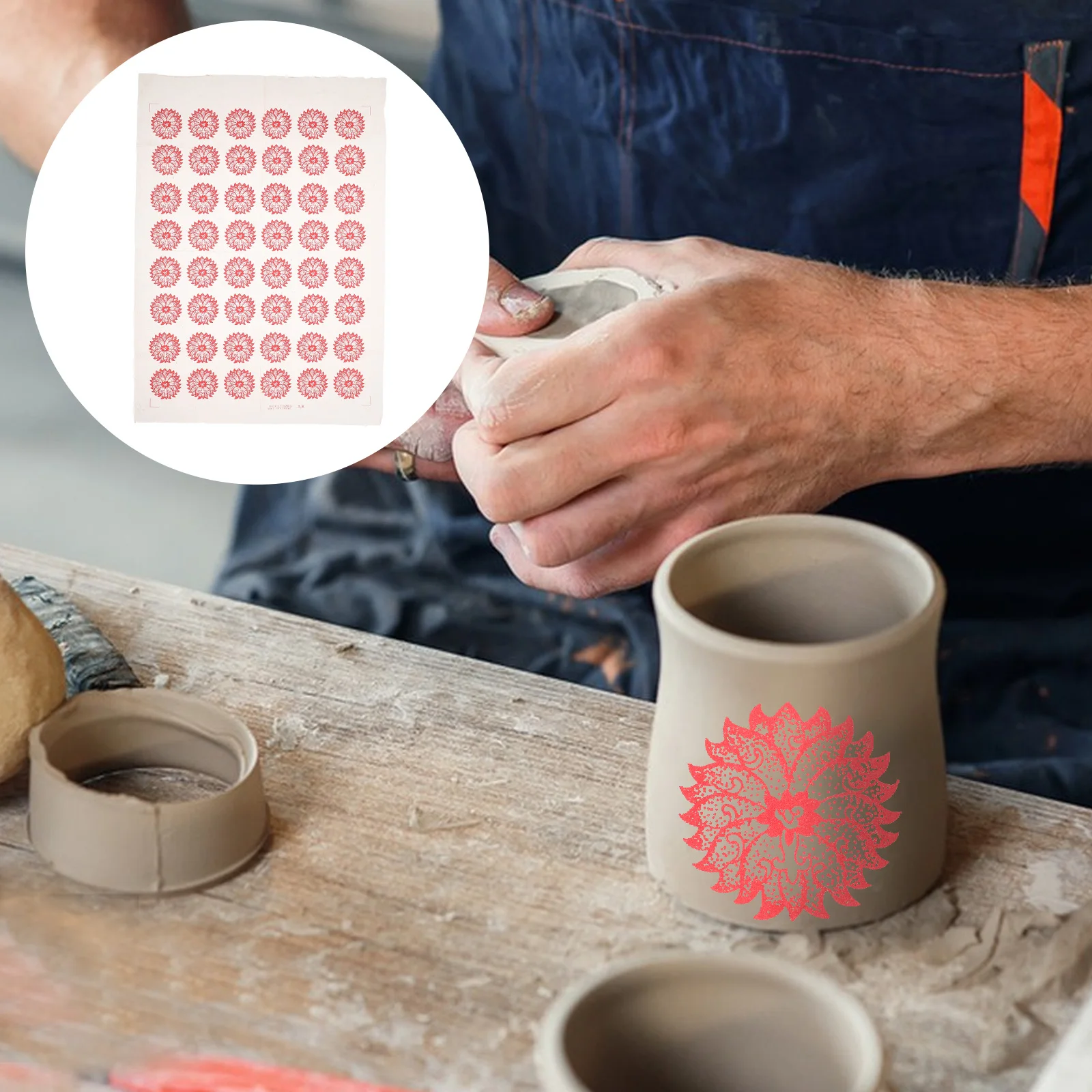 

Ceramic Clay Transfer Paper Underglaze Flower Decals 5cm Small Red Flowers High Temp Stickers Plastic Table Art Supplies