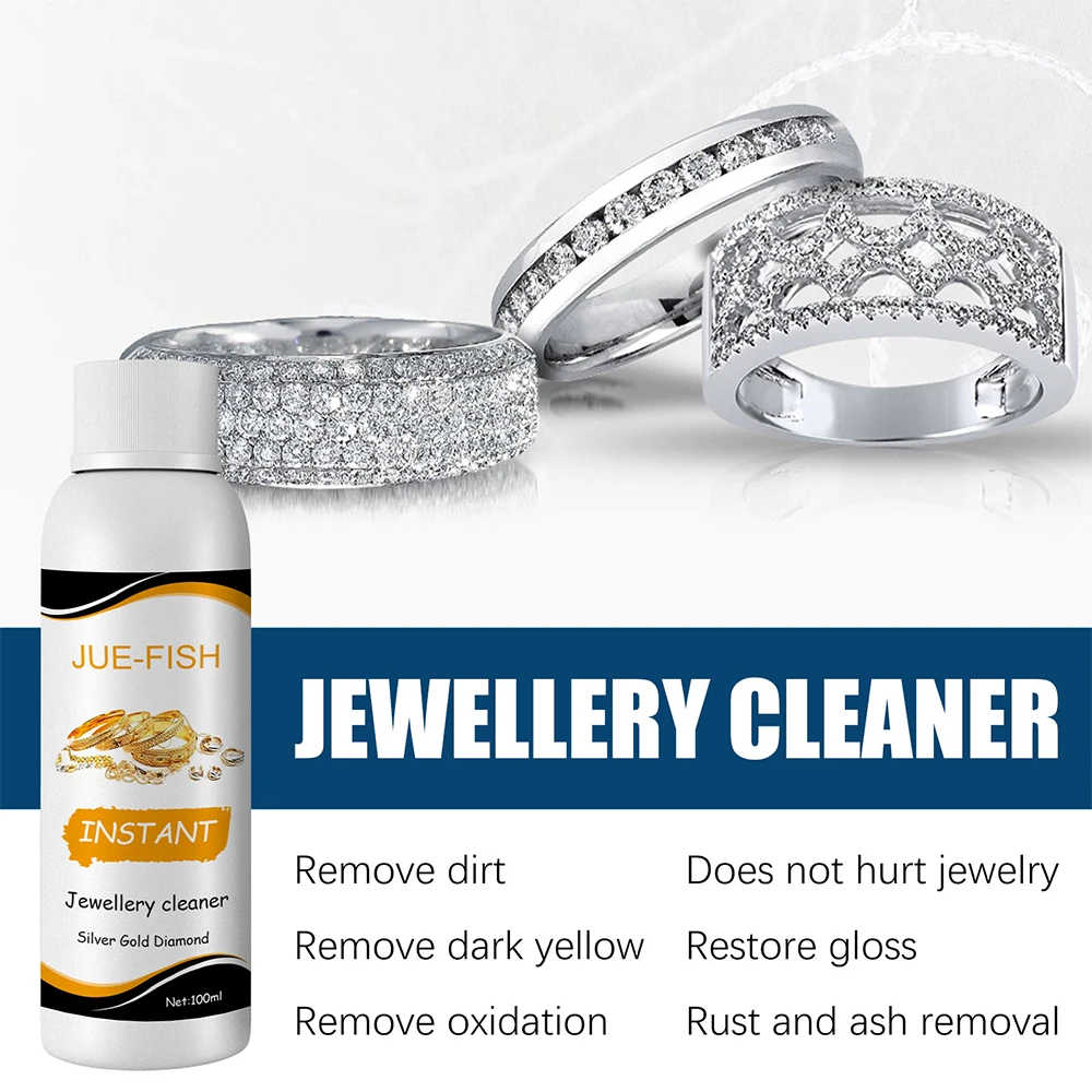 100ml Jewelry Cleaner Silver Jewelry Necklace Ring Clean Polishing Spray Ring Care Washing Fluid Multi-Function Cleaner