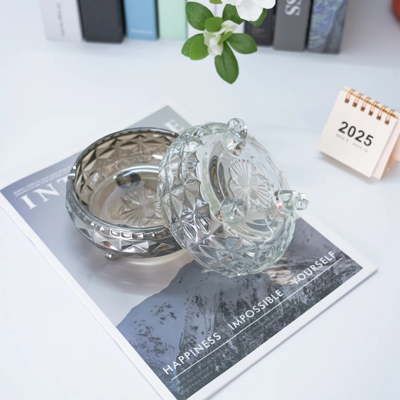 

BOXI Ashtray creative personality crystal glass large household living room office ashtray bar hotel desktop