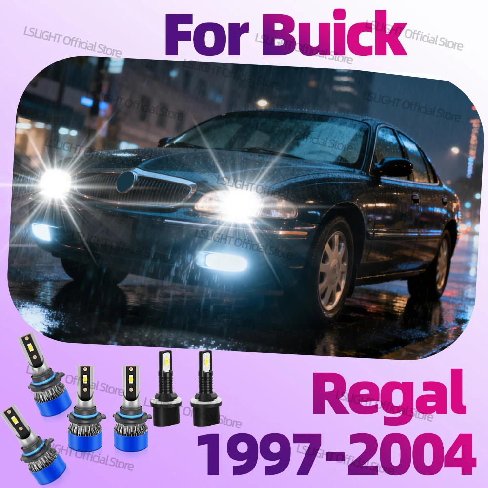 

2/6 шт. светодиодные автомобильные фары 20000LM дальнего ближнего света 6000K противотуманные фары для Buick Regal 1997-2004 1998 1999 2000 2001 2002 2003