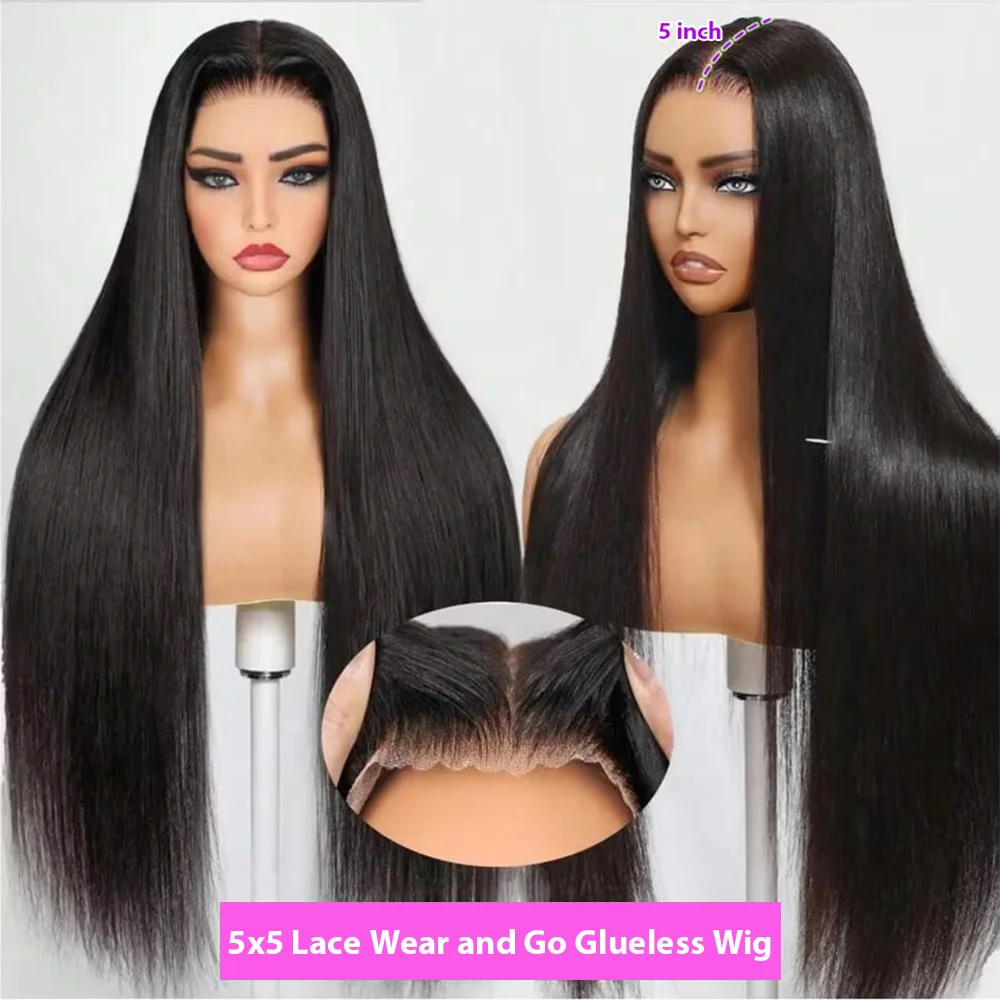 13x6 Lace Front Wigs Human Hair for Women 250 Density 13x4 HD Transparent Lace Front Wigs Human Hair Pre Plucked Straight 5x5 Glueless Lace Frontal Wigs Natural Black image 5