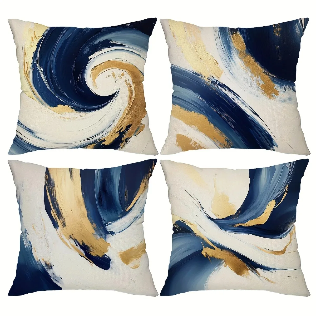

Home Decor Abstract Swirls: Blue & Gold Pillow Covers Pattern Cushion Cover Suitable For Sofa Bedroom Car Pillow Cover