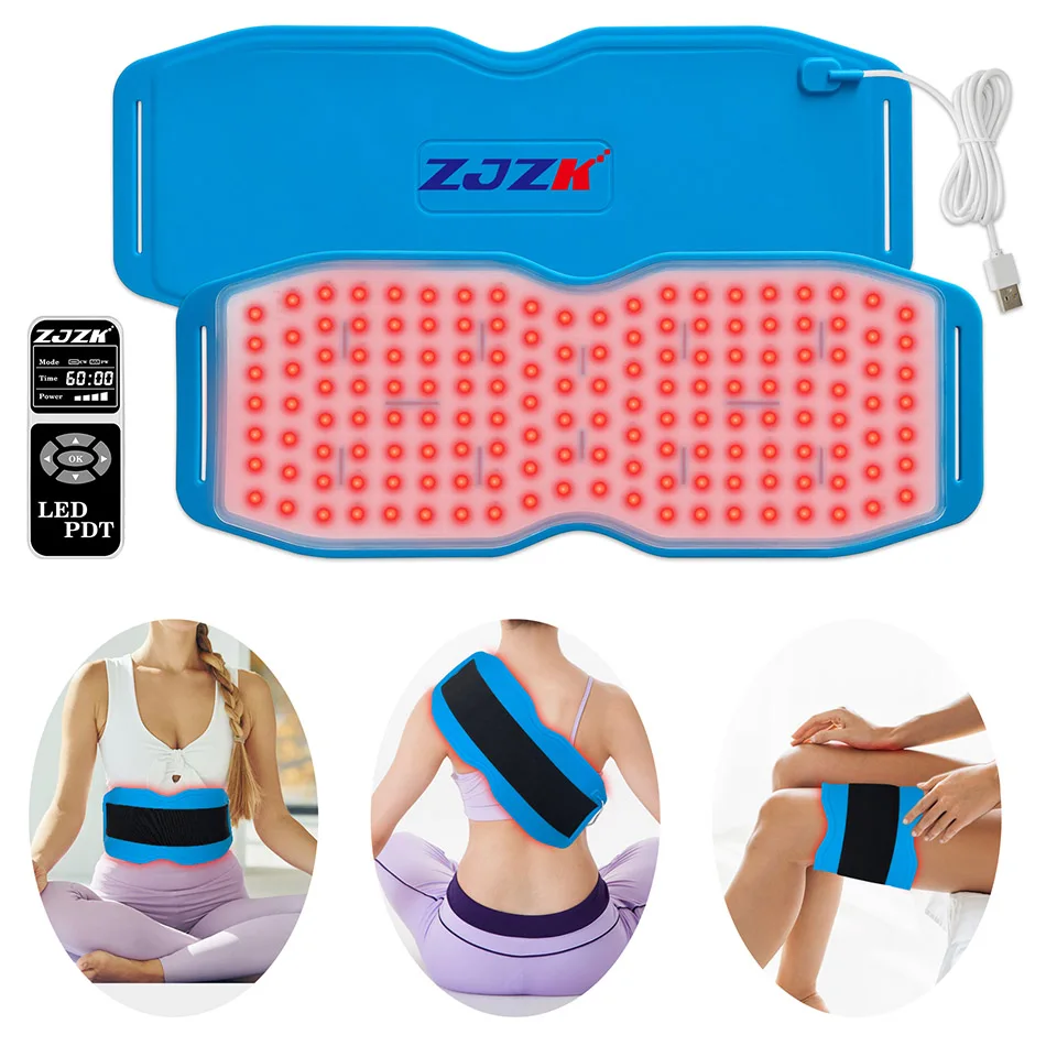 ZJZK New Arrival Food Grade Soft Silicone Red Near-infrared Therapy Pad Body Shaping Massage Equipment 24W 660nm+850nm+940nm