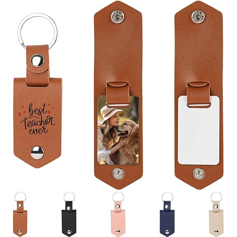 40-sets-sublimation-pu-leather-picture-frame-blank-keychain-with-aluminum-plate-for-door-key-decor-crafts