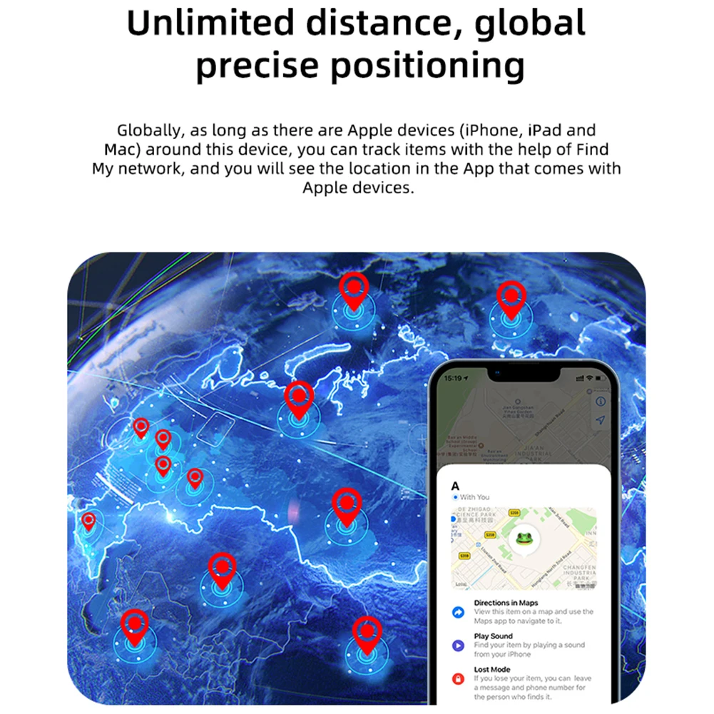 Inteligentny lokalizator GPS współpracuje z lokalizatorem Apple Find My Item Wodoodporny lokalizator kluczy samochodowych dla dzieci na klucze Portfel Torba Plecak Walizka