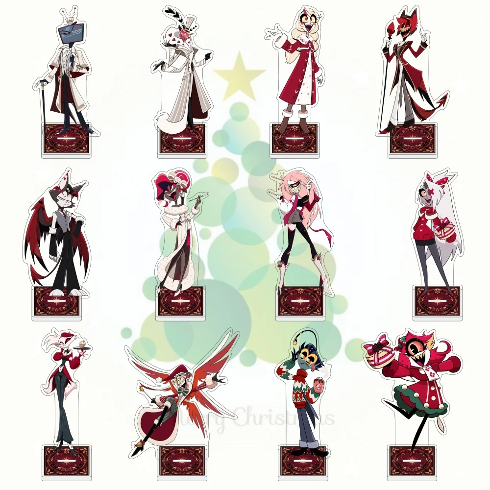 Anime Hazbin Hotel HH Christmas 15cm Acrylic Stand Charlie Alastor Vaggie Xmas Ver Desktop Collectible Decor Gift Keychain