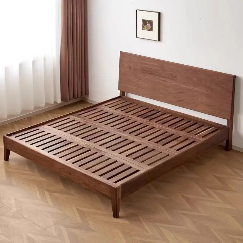 

Customizable Nordic Modern Simple North American Black Walnut Bedroom Double Medium Queen Bed 1.51.8 M Bed