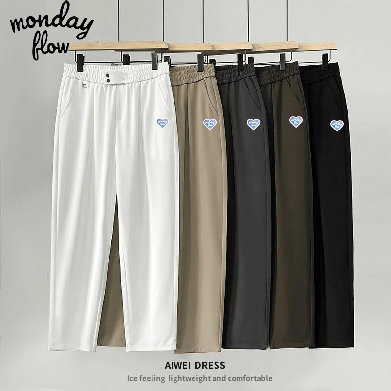 Monday Flow w koreańskim stylu na lato spodnie do golfa męskie elastyczne spodnie odporne na zmarszczki letnie cienkie sport spodnie sportowe Slim