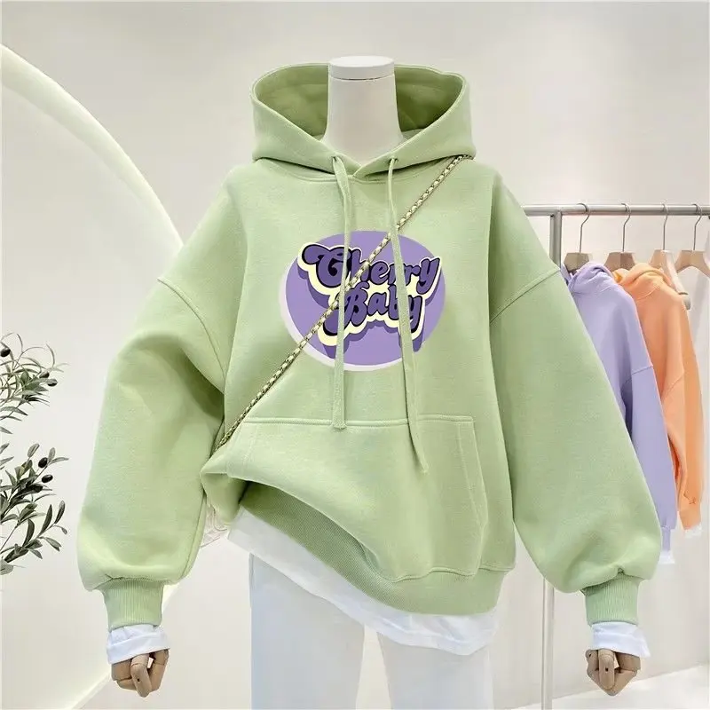 Autumn winter Teenager Girls Clothes Hooded Sweatshirt Pocket Cherry T-shirt Dresses Kid Princess 4 5 6 7 8 9 10 11 12 Year