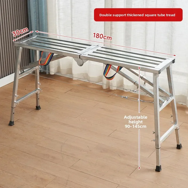 Verdikte stalen paardenkrukladder, mobiel werkplatform, opvouwbaar steiger met dubbele steun, technische ladder voor binnendecoratie