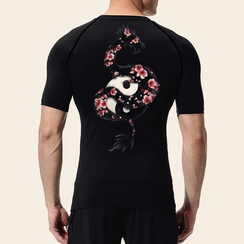 

Raven Print Short Sleeve Men's Compression Shirt Summer Sports Quick Drying T-Shirt Gym Workout Running Top Sportswear