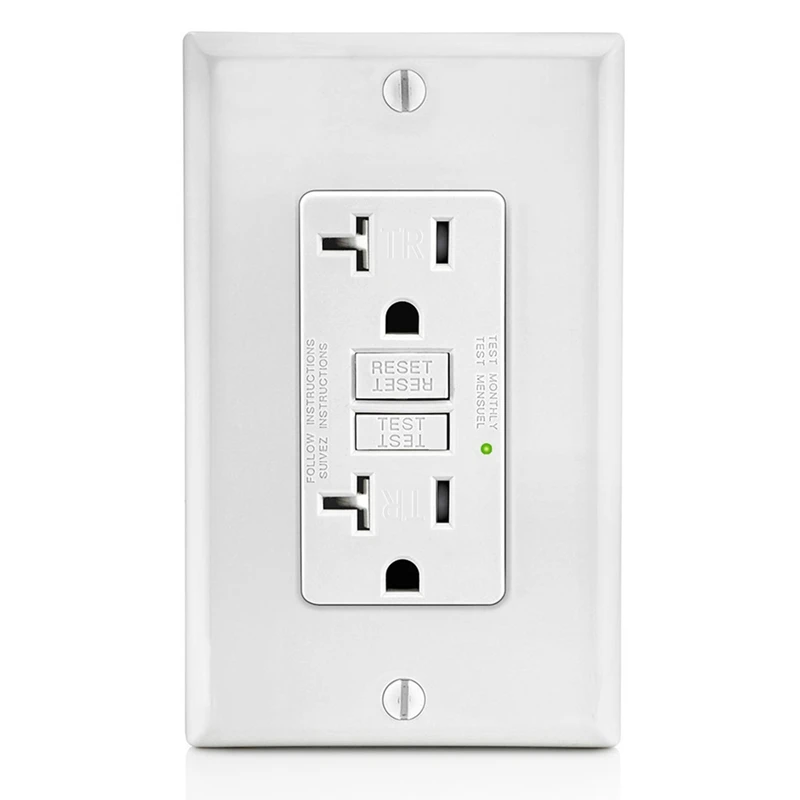 Top-GFCI Outlet 20A, GFI Electrical Receptacle With LED Indicator, 20A Tamper-Resistant Ground Fault Circuit Interrupter