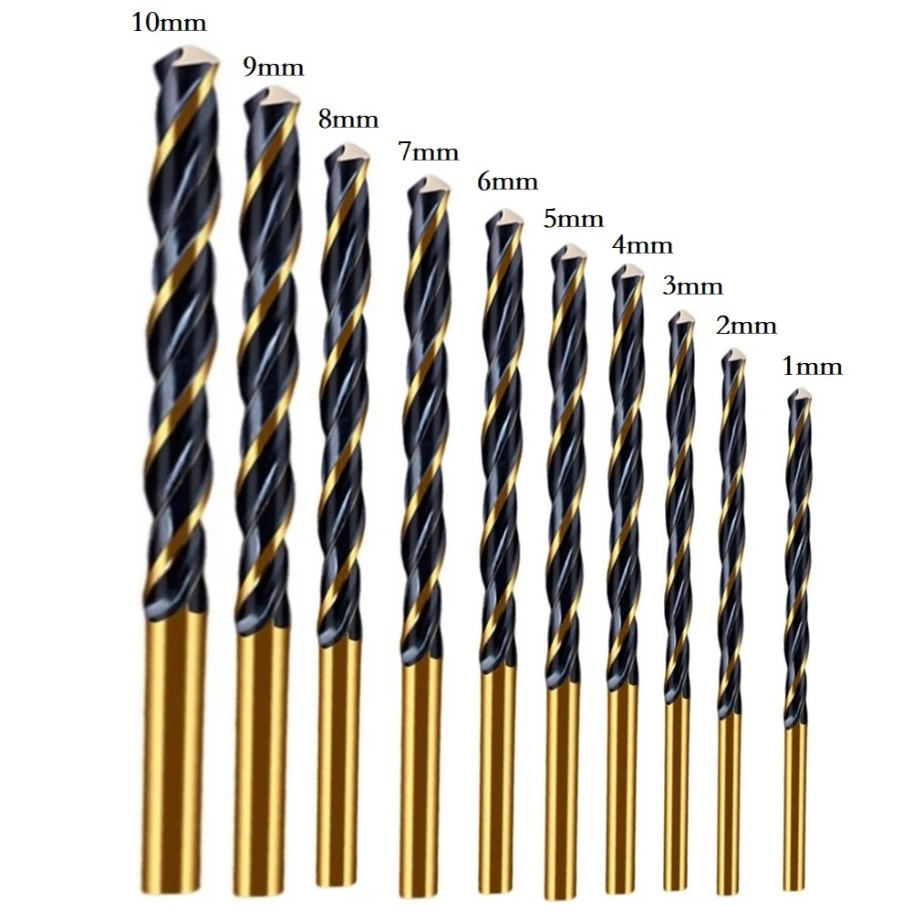 10pcs 1-10mm HSS Straight Handle Cobalt Drill Bit Straight Shank For Metal Wood Hole Cutter Drilling Power Tools Accessories
