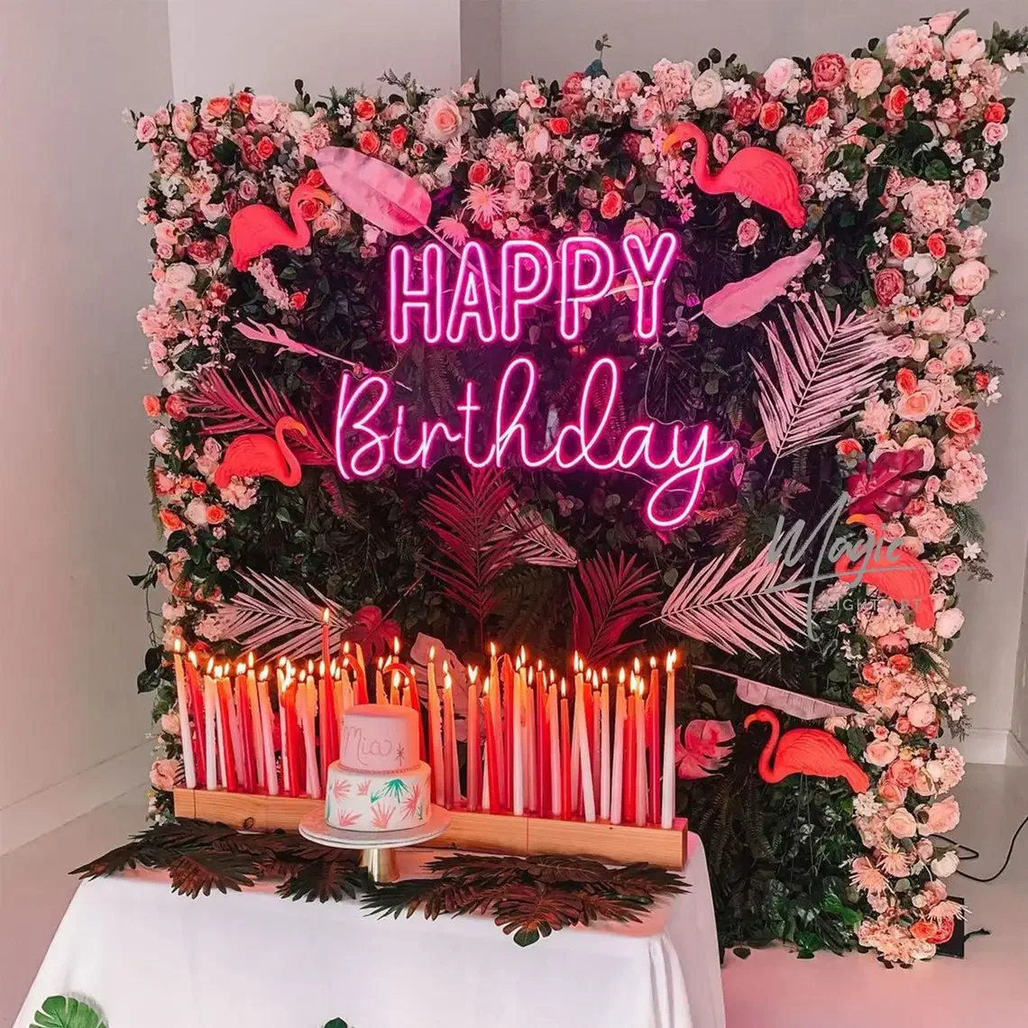 Happy Birthday Neon sign Custom LED Decorative Lights Room Wall Decor Signs Birthday Party Signs Party Backgrounds for Her Perso