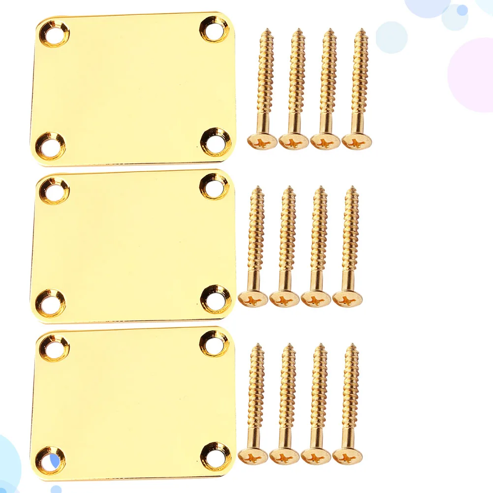 

3 Pcs Neck Connection Plate Electric Guitar Classical Parts Bass Accessories Golden Rest