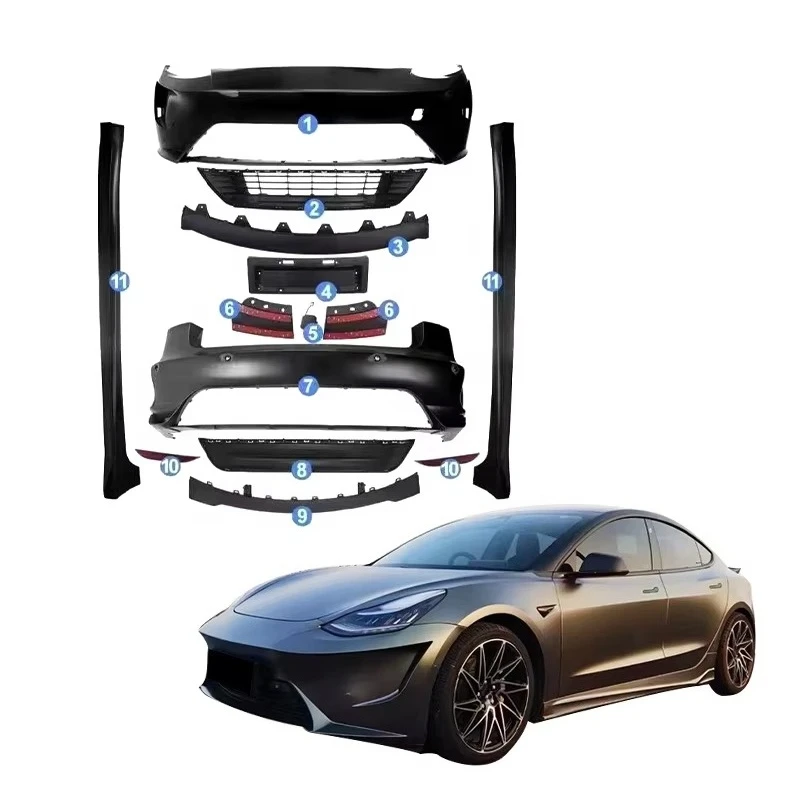 

High Quality Body Kit Front Bumper Bodykit Bumpers Accessories Upgrade Kit Face Lift for Model 3 2019-2022 Year