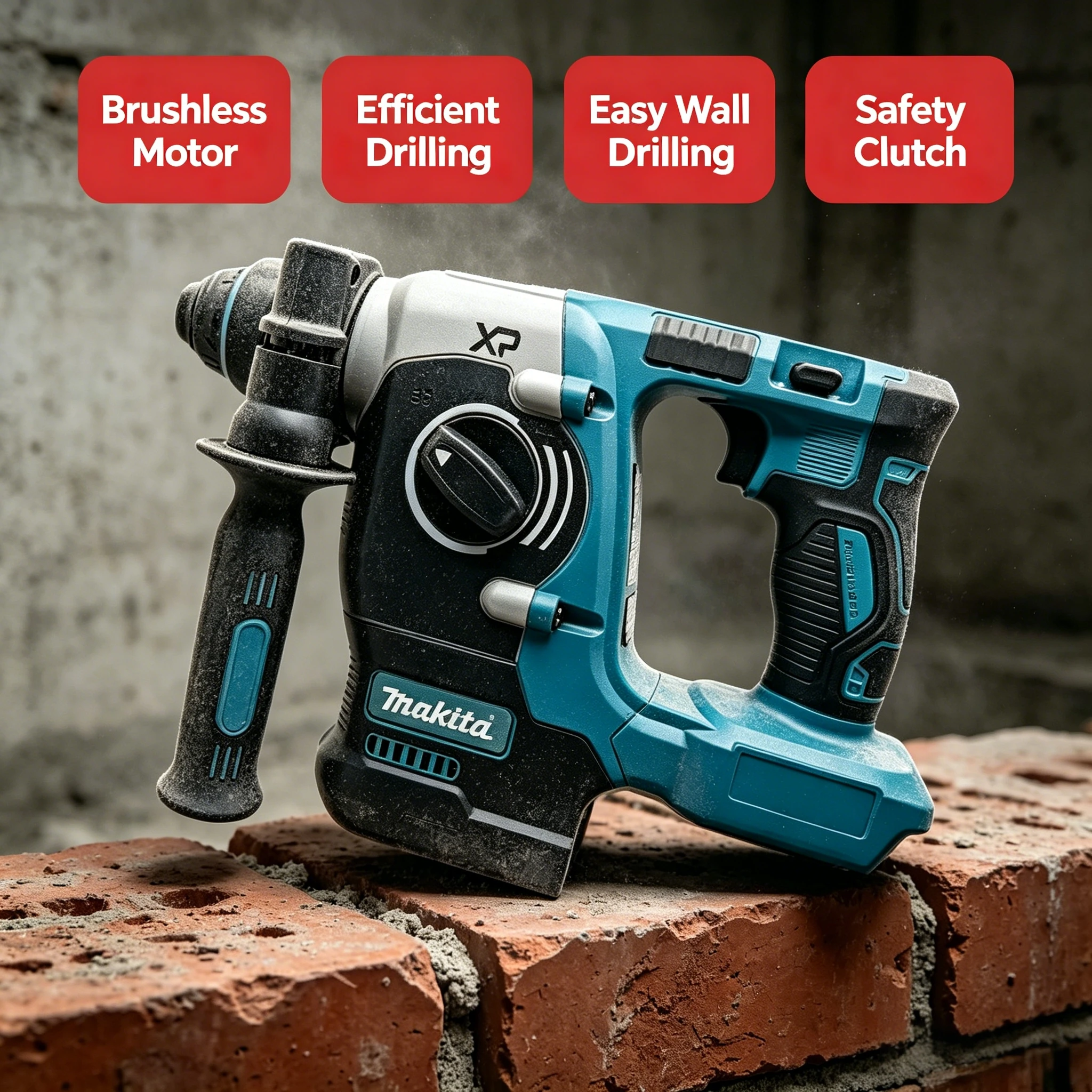 Makita 273 Cordless Brushless Rotary Hammer, Rechargeable High Torque Masonry Drilling & Chiseling Power Tool(without battery)