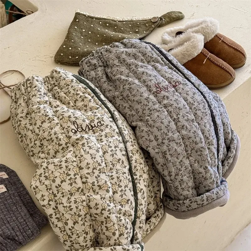 جديد شتاء 2025 سراويل سميكة مطرزة مطبوعة للأطفال على الطراز الكوري سراويل مبطنة بالقطن دافئة غير رسمية للفتيات الصغيرات #3