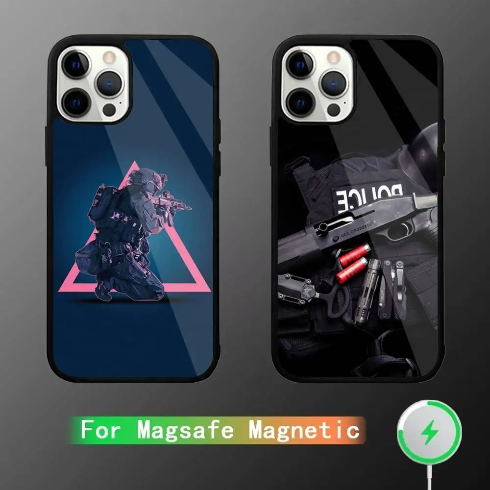 

Police FBI Cool Phone Case For iPhone 16,15,14,13,12,11,Pro,Max,Plus,Mini,SE New Magsafe Magnetic Wireless Charging