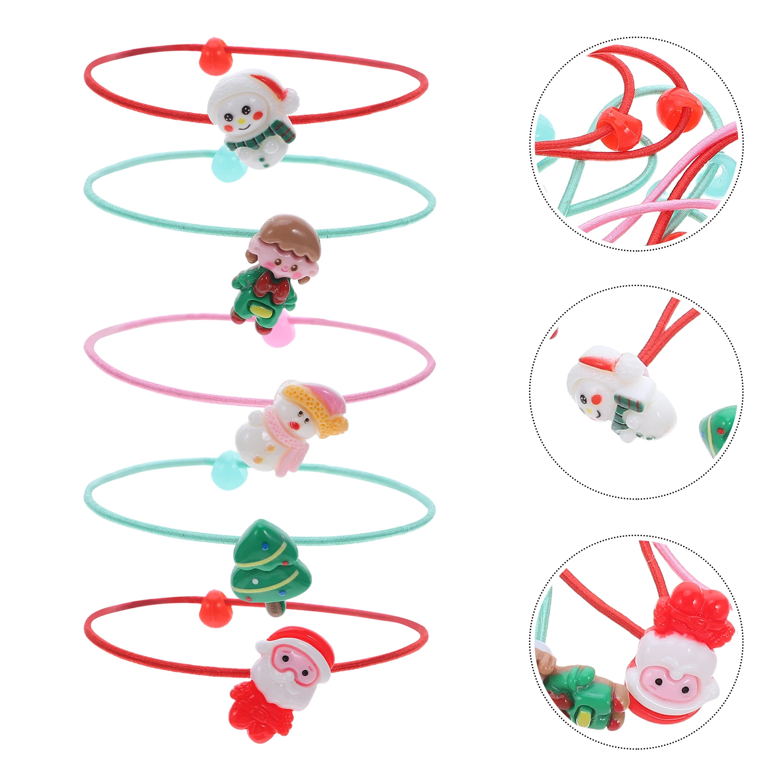 

30pcs Christmas Hair Ties For Girls Soft Elastic Cartoon Ponytail Holders No Damage For Toddler Thick Hair Comfortable