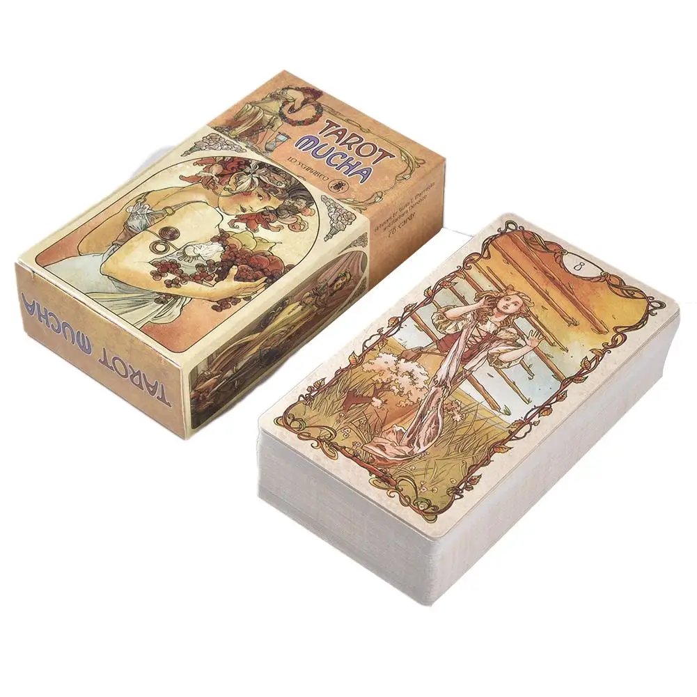 Tarô mucha cartas tarô baralho jogo de cartas brinquedo tarô adivinhação jogo de tabuleiro orientação adivinhação