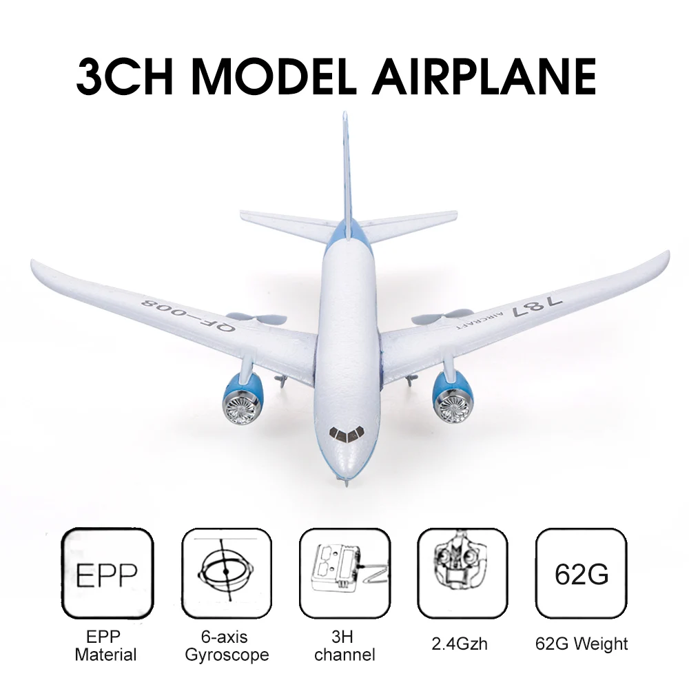 QF008 Boeing 787 Airplane Miniature Model Plane 3CH 2.4G Airplane Diecast Model Aviation Plane Collectible Toys for Boys